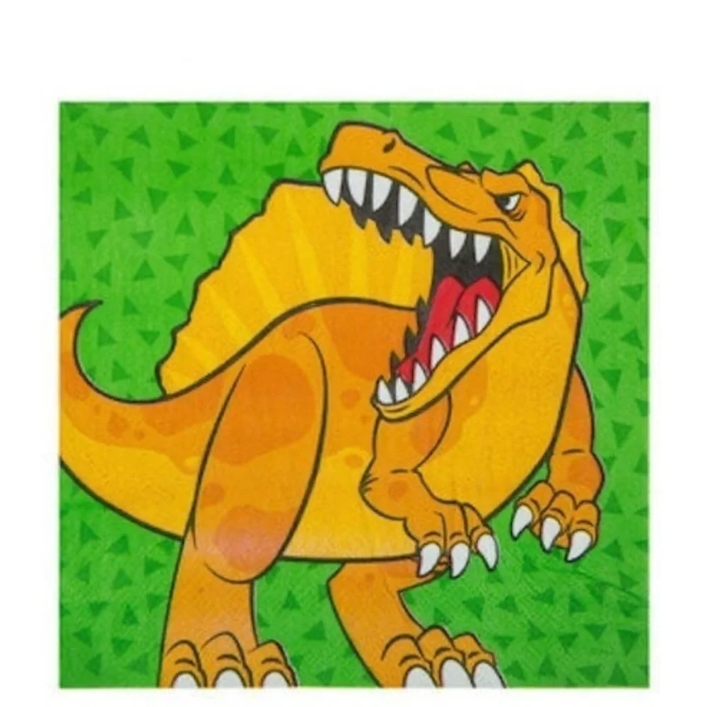 Pack of 25 Orange T-Rex Dinosaur Napkins 6.5